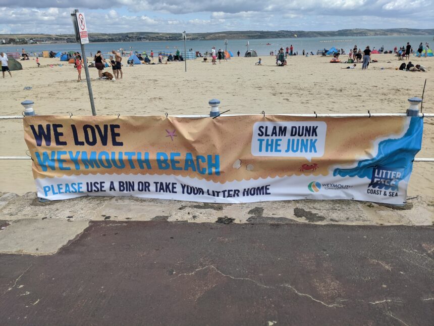 Slam Dunk the Junk banner at Weymouth