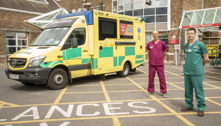 Dr Ina Meek consultant ED & Dr Ian Mew anesthesia and intensive care. The Ddoctors are infront of ED at DCH. Pic credit: Lex Ballantyne / Dorset County Hospital