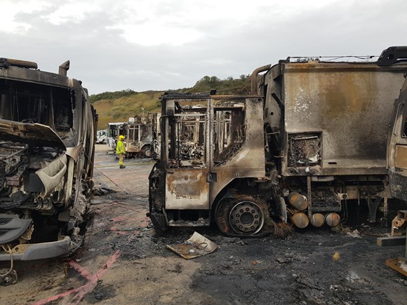 Crookhill depot - burnt-out vehicles 