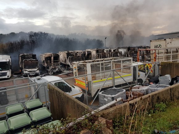 Crookhill depot - burnt-out vehicles