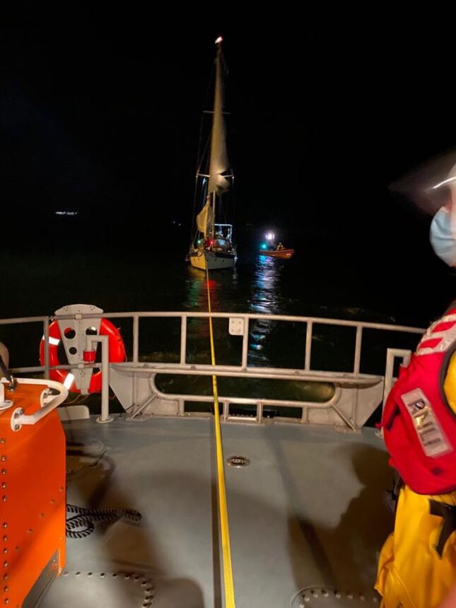 All weather lifeboat with stricken vessel