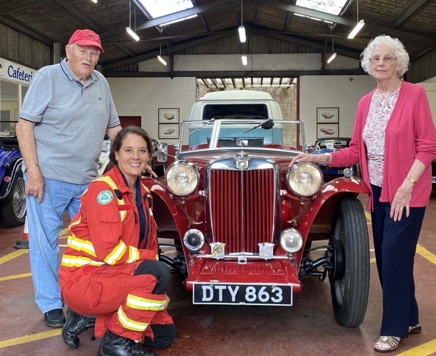 Ron and Eileen with Michelle Walker and the MG TC classic car