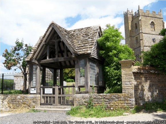 Lychgate leading to the church of St Mary and St James, Hazelbury Bryan