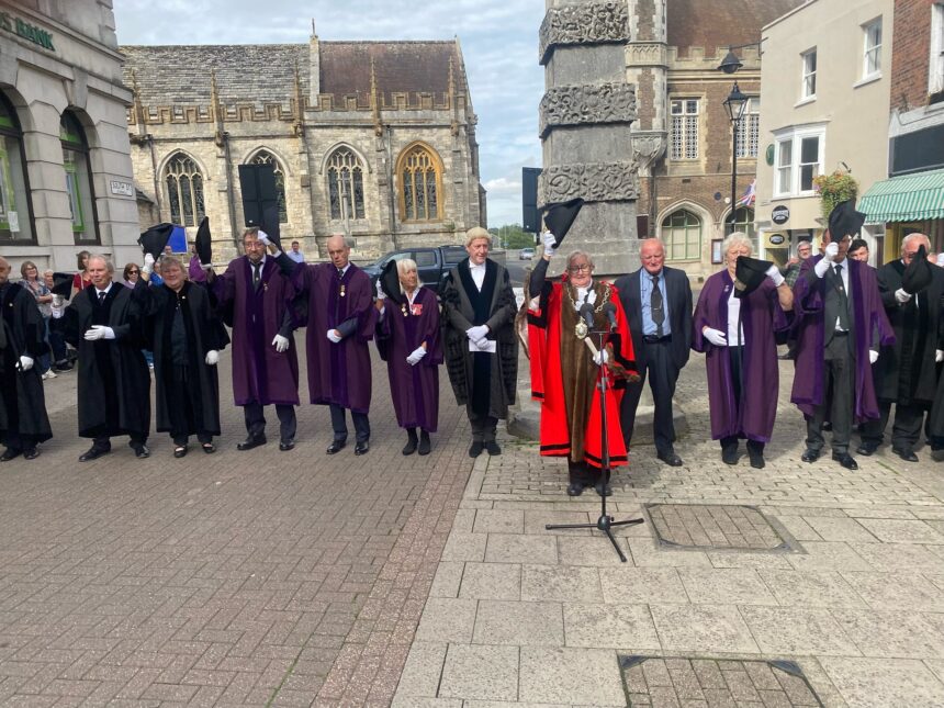 The Mayor with Town Councillors and Officials