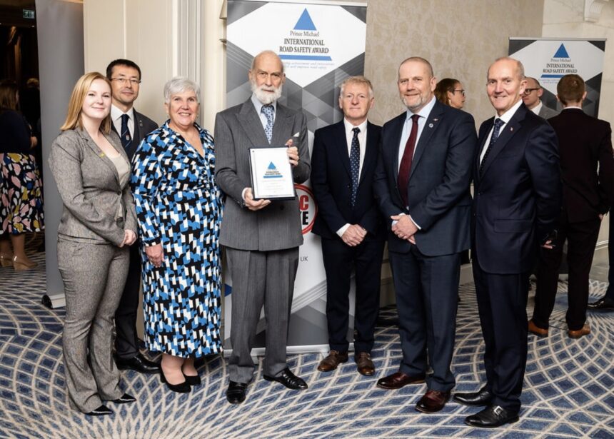 Representatives from DocBike receiving the award from His Royal Highness Prince Michael of Kent