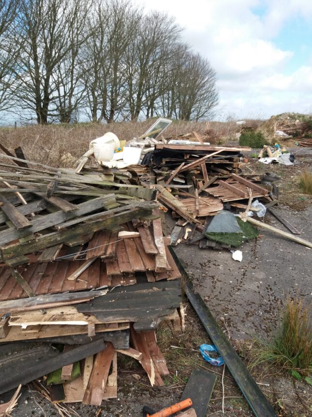 Fly-tipped waste found by Waste Enforcement officer at former Askers Hotel site.