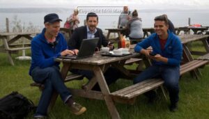 Dan Johnson (centre) was reporting live for BBC Breakfast