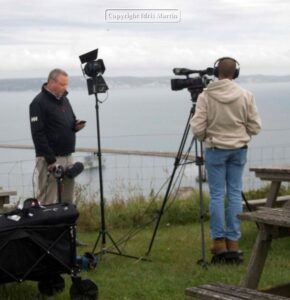 Media on Portland for arrival of the Bibby Stockholm