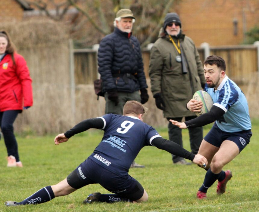 The Seahorses try scorer Louis Allan right of picture. Photo by Idris Martin