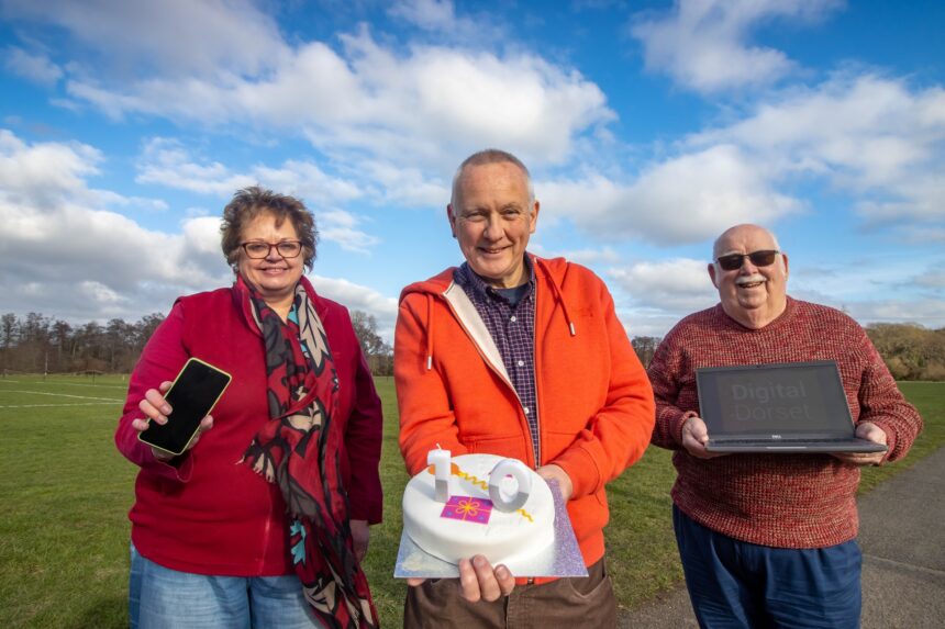 Dorset Council's volunteer digital champion service is 10! Pictured are three of the volunteer digital champions.