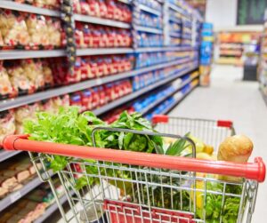 Shpping trolley in supermarket