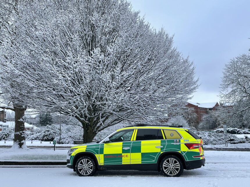 Photo of ambulance in a snowy scene