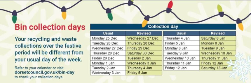 Bin collection days over Christmas and New Year