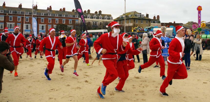 The Santas in hot pursuit of the Puddings