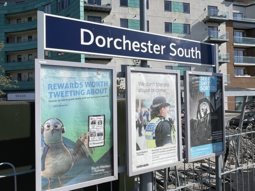 Dorchester South Station sign