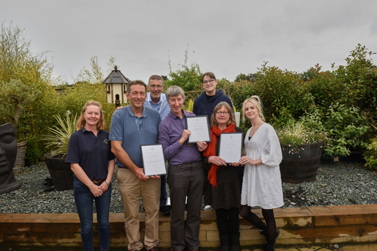 The team from Poundbury Gardens with GCA CEO, Peter Burks (centre) and GCA Inspector, Colin Farquhar (back left).