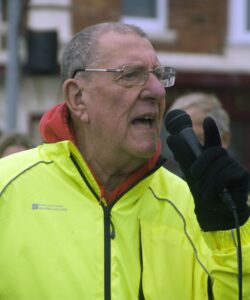 Cllr Paul Kimber at Portland Incinerator protest in Weymouth.