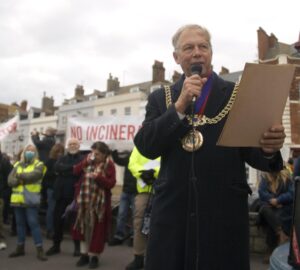 Mayor of Weymouth at Portland Incinerator protest in Weymouth