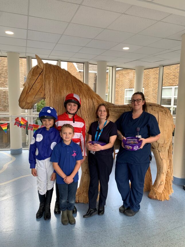 Monroe, Delanie and Royston meeting SCBU staff at Dorset County Hospital