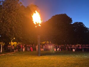Dorchester's Beacon is lit to celebrate the 80th anniversary of VE Day following readings of local memories