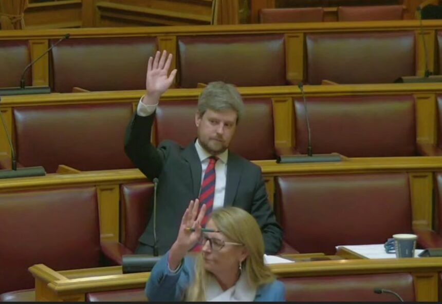 Cllrs Simon Gibson and Sherry Jespersen vote to veto a council report