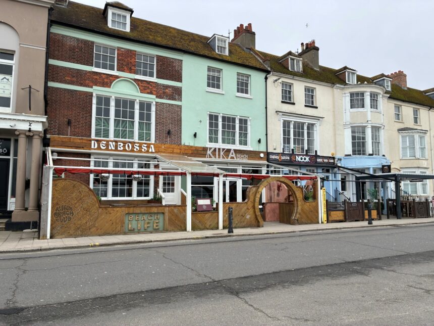 Seafront canopies rolled back at York Buildings today - TB