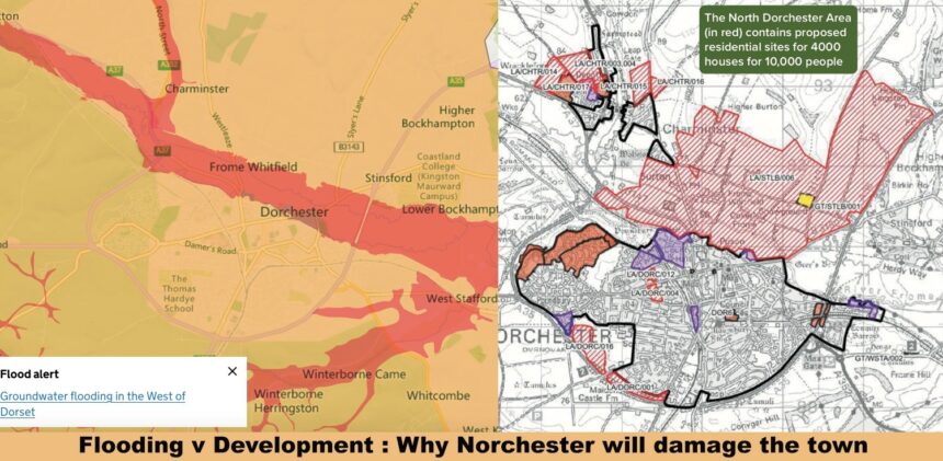 Environment Agency groundwater flooding map for Dorchester.