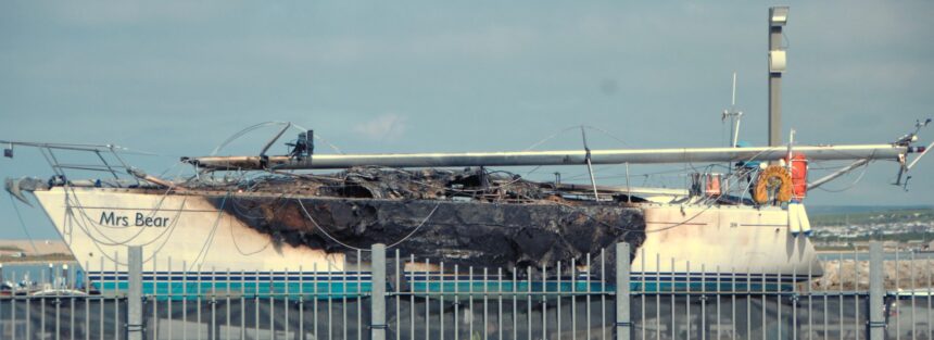 Fire damaged boat
