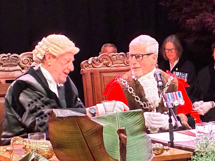 Les Fry and town clerk Steve Newman
