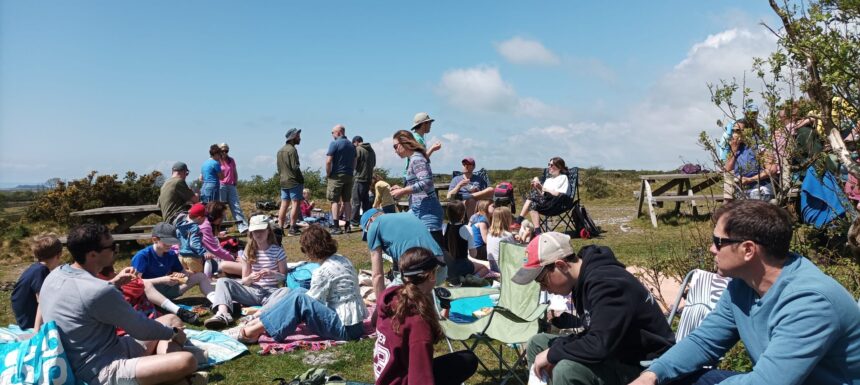 Sharing the chutney at a picnic the next day at hardy monument