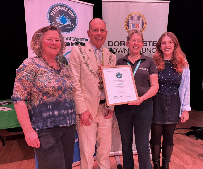Dorchester Town Council receiving their Watermark Award