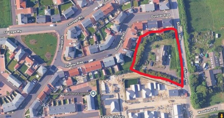 School Hill Bungalow Between Housing Developments Red Line